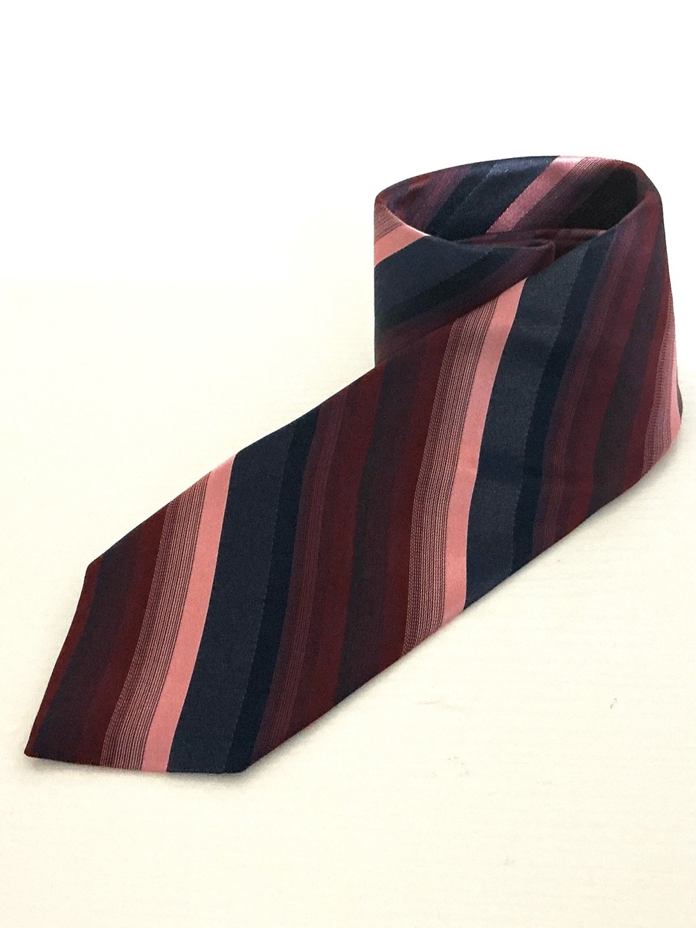 Murano Striped Silk Tie in Maroon, Navy & Pink